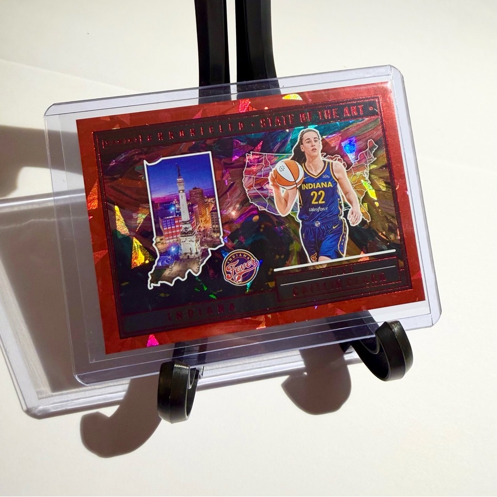 Caitlin Clark Basketball Card Red Cracked Ice Panini Chronicled State of the Art
